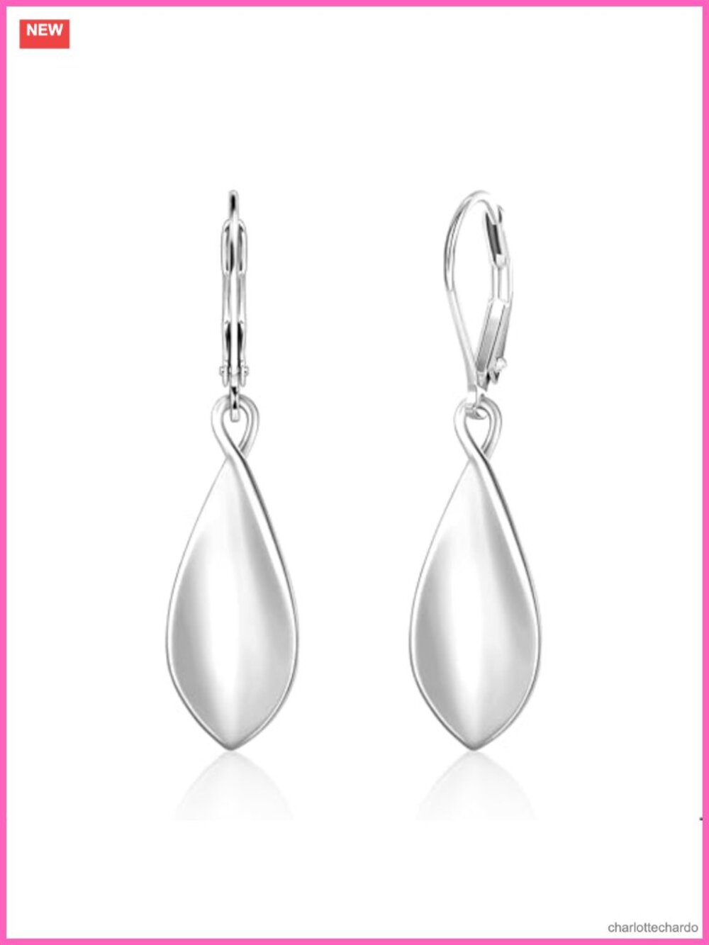 Silver Dangle Earrings for Women Leaf Curved Drop Earrings